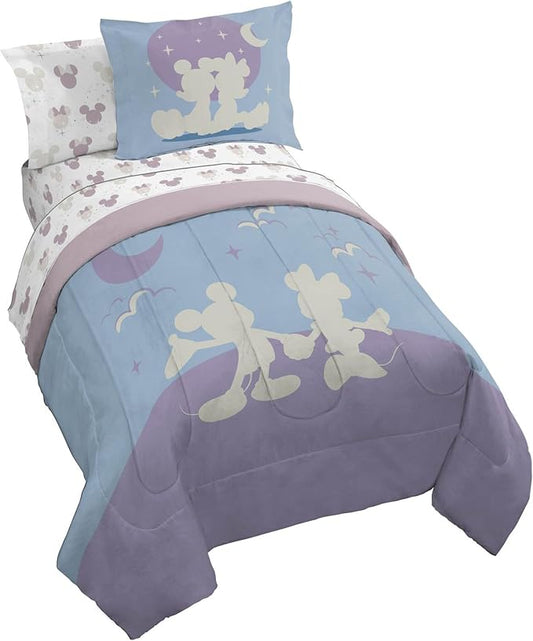 Disney Mickey Mouse & Minnie Mouse Full Size Comforter Set - 7 Piece Bedding Includes Sheet Set & Pillow Covers - Super Soft Cozy Bedding