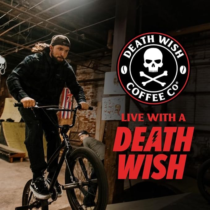 Death Wish Coffee Dark Roast Whole Bean -16 Oz, 2 Packs of Bold & Intense Blend of Arabica & Robusta Beans - USDA Organic - Pack of 2