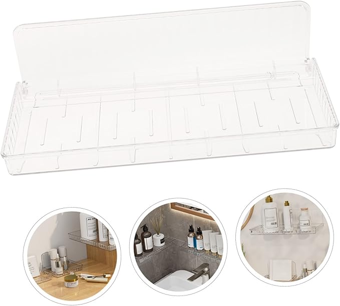 MAGICLULU Clear Wall Mount Organizer Floating Plastic Shelf for Cosmetics Toiletries Easy Install No Tools Required Space Saving Storage for Bathroom Kitchen Bedroom and More