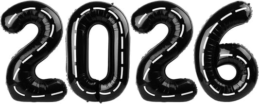 2026 Balloon Numbers - 40 Inch Race Car Theme New Years Eve Party Supplies 2026, Nye Decor Party Decorations Happy New Year, New Years Eve Foil Party Balloons, Graduation Party Decorations