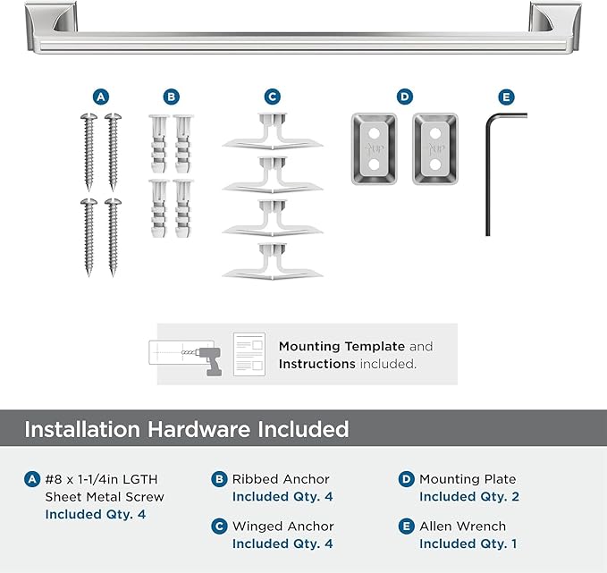 Amerock BH3602326 | Chrome Towel Bar | 18 in (457 mm) Towel Rack | Mulholland | Bathroom Towel Holder | Bathroom Hardware | Bath Accessories