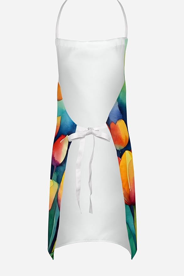 Caroline's Treasures Tulips in Watercolor Apron Cooking Kitchen Server Baking Crafts Gardening for Adult Women Men, Unisex, Large, Multicolor