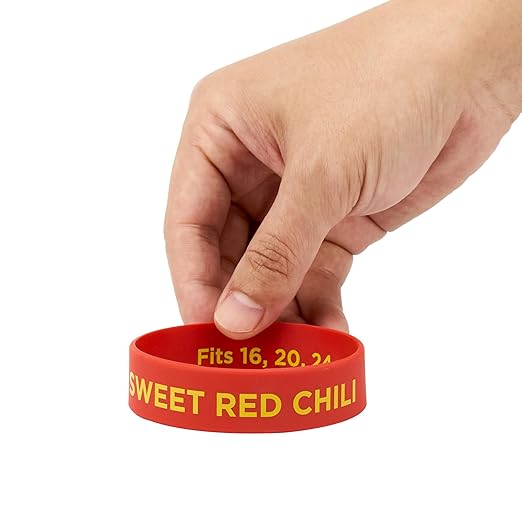 Restaurantware Silicone Squeeze Bottle Band 10 Count 2.75 Inch Dishwasher Safe Condiment Identification Band, Sweet Red Chili Red Non-Slip Label Band for Condiment Labeling at Restaurants, Food Trucks