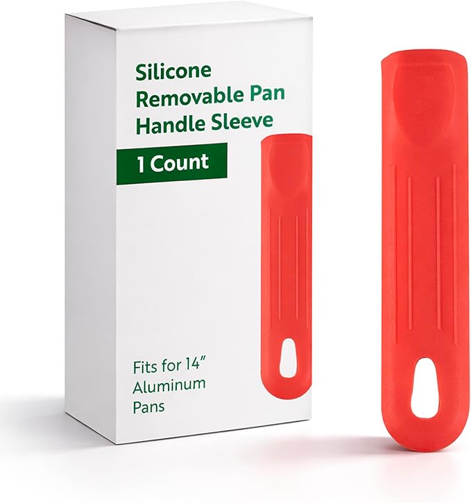 Restaurantware Silicone Hot Handle Holder - Met Lux Heat Resistant Fry Pan Sleeve, Dishwasher Safe - Non-Slip Pat Holder Sleeve Fits 10 inch &12 inch Aluminum Pans, Red