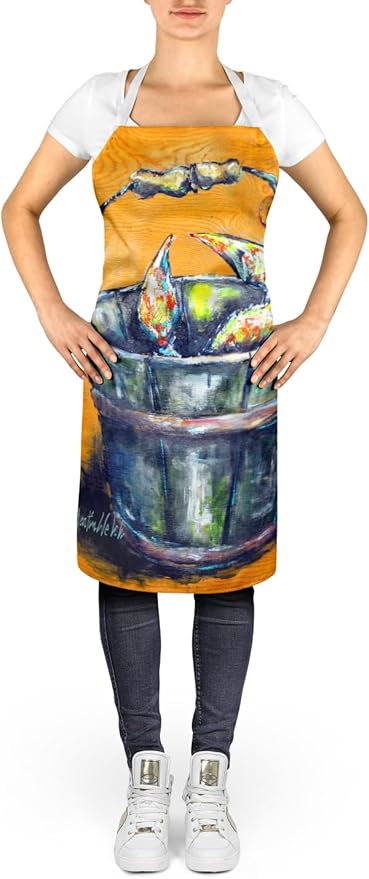 Caroline's Treasures A Crab Bucket Apron Cooking Kitchen Server Baking Crafts Gardening for Adult Women Men, Unisex, Large, Multicolor