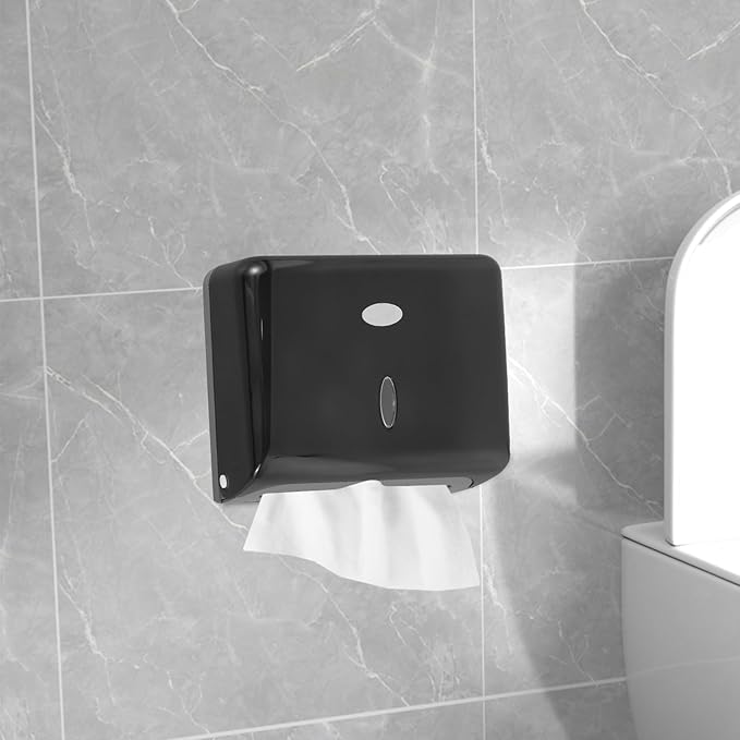 Paper Towel Dispensers, Wall Mount Commercial Toilet Tissue Dispensers Paper Towel Holder C-Fold/Multifold Paper Towel Dispenser for Bathroom, Kitchen(Black)