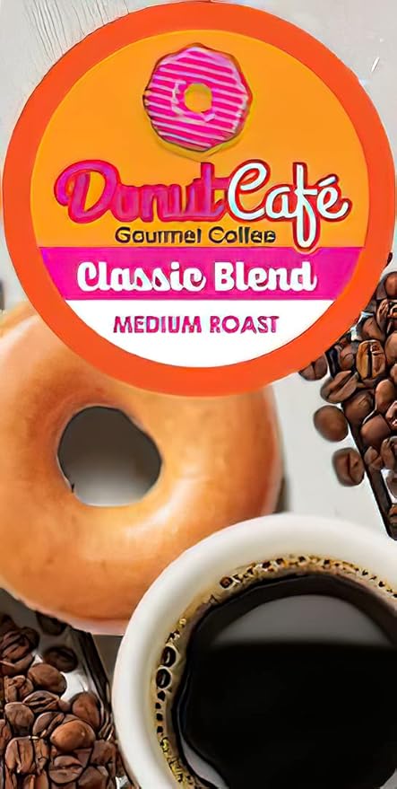 Donut Café - Coffee Gourmet Pods, Classic Blend, Medium Roast – Non-GMO, Gluten Free – Compatible with Keurig K Cup Brewers – Smooth & Delicious – 80 Count (Pack of 2)