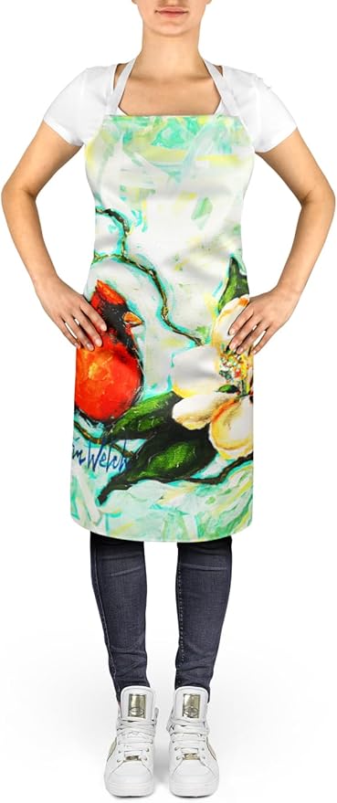 Caroline's Treasures Cardinal Aqua Apron Cooking Kitchen Server Baking Crafts Gardening for Adult Women Men, Unisex, Large, Multicolor