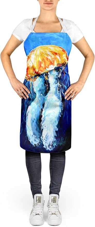 Caroline's Treasures Fanta Sea Jellyfish Apron Cooking Kitchen Server Baking Crafts Gardening for Adult Women Men, Unisex, Large, Multicolor