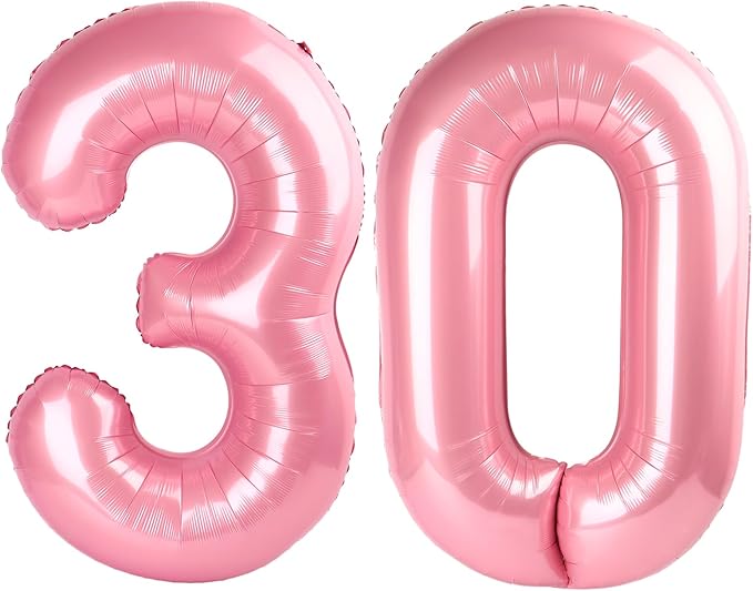 Pearl Pink Huge Number 30 Balloons, Big 40 Inch Numbers Balloon for 30th Birthday party Decoration Wedding Anniversaries Event Supplies for Parents