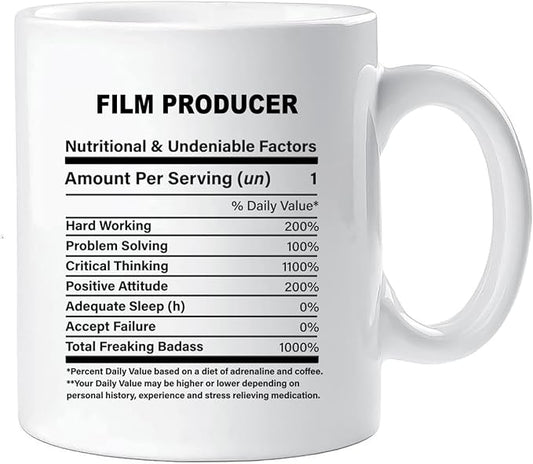 Funny Gift for Film Producer, Film Producer Nutrition Mug, Best Film Producer Gift Ideas, Graduation, Funny Film Producer Birthday Mug