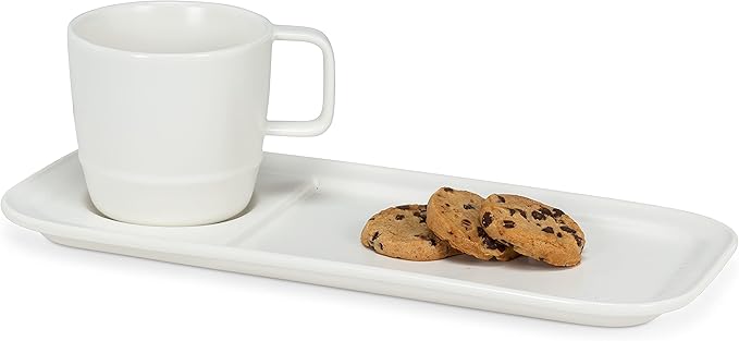 Abbott Collection 27-TV-WHT Mug & Rectangle Plate Set, Matte White