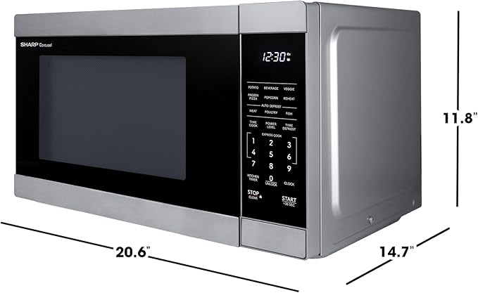 SHARP Countertop Microwave Oven with Removable 12.4" Carousel Turntable, 1000 Watt, 1.1 Cubic Feet, Stainless Steel