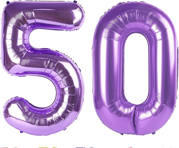Number Balloons 40 In 50 Number, 50th Birthday Decorations for Women Men, Purple Birthday Party Decorations Big Balloons for Wedding, Celebration Party, Graduations