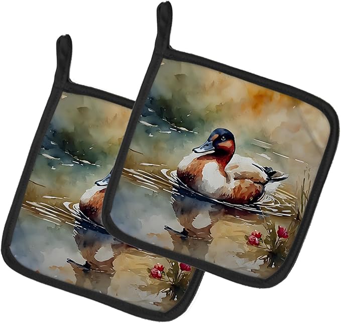 Caroline's Treasures Canvasback Pair of Pot Holders Kitchen Heat Resistant Pot Holders Sets Oven Hot Pads for Cooking Baking BBQ, 7 1/2 x 7 1/2