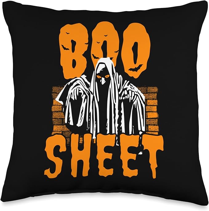 Boo Sheet Funny Creepy Ghost Scary Halloween Humour Costume Throw Pillow
