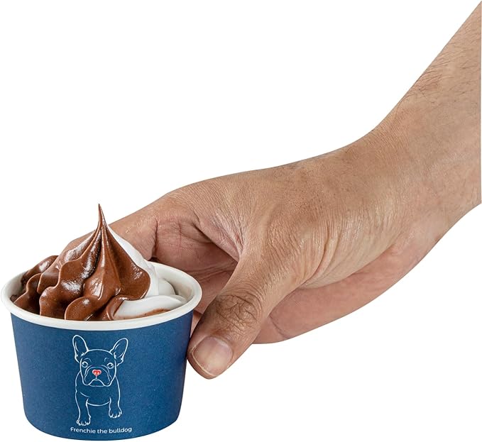 Coppetta 4-Ounce Dessert Cups, 50 Disposable Ice Cream Cups - Lids Sold Separately, Heavy-Duty, Frenchie Paper Frozen Yogurt Bowls, For Hot And Cold Foods - Restaurantware