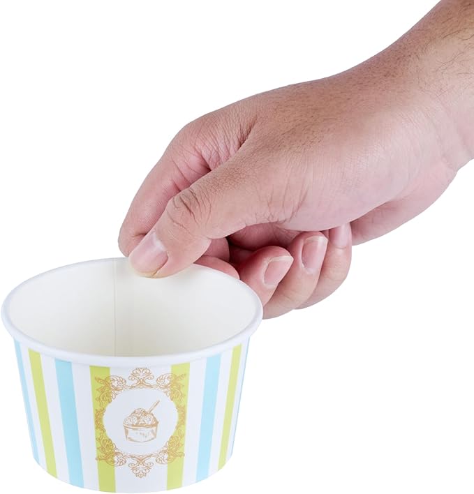 Restaurantware Ice Cream Cups 50 Pack of 8 oz Leak-Resistant Disposable Dessert Bowl Frozen Yogurt Cup Round Paper Container For Cold And Hot Desserts