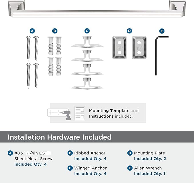 Amerock Mulholland Polished Nickel 18 inch (457mm) Towel Bar, BH36023PN