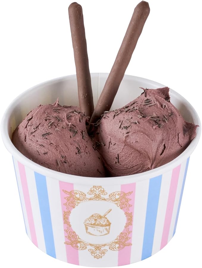 Coppetta 8 Ounce Dessert Cups, 200 Greaseproof Ice Cream Cups - Lids Sold Separately, For Hot And Cold Foods, Pink And Blue Stripe Paper Yogurt Bowls, Disposable, Sturdy - Restaurantware