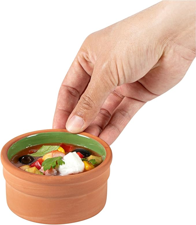 Restaurantware Terracotta Cazuela Bowls 2 Pack of 5 oz Durable Rustic Serving Dish Glazed Oven-Safe Bowl Freezer-Safe Tapas Dish Microwave-Safe Dishwasher-Safe