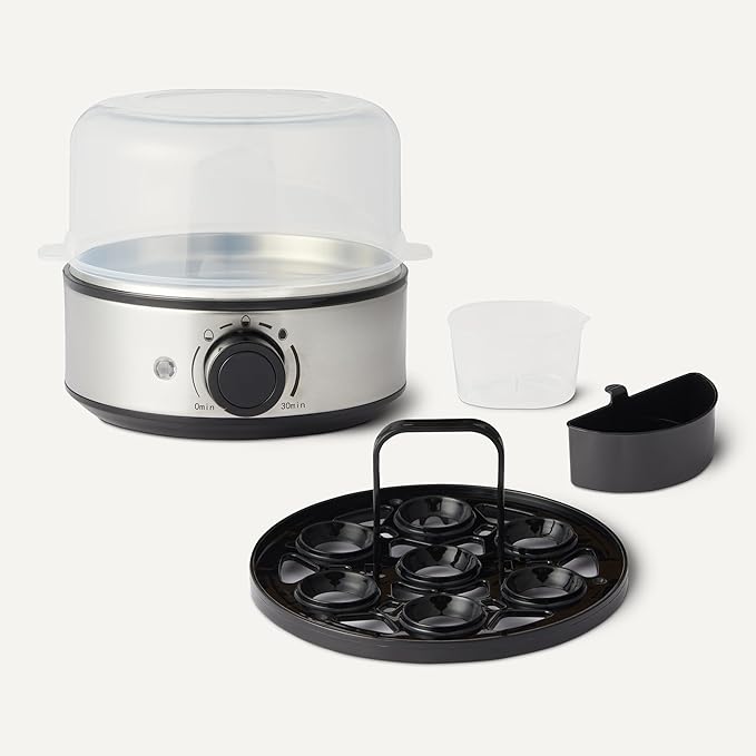 Amazon Basics Electric Egg Cooker for Hard-Boiled Eggs with Auto Shutoff, Dishwasher-Safe Parts, 7-Egg Capacity, BPA Free, Black