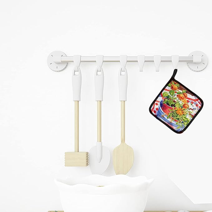 Caroline's Treasures 6058PTHD Flowers with a Side of Lemons Pair of Pot Holders Kitchen Heat Resistant Pot Holders Sets Oven Hot Pads for Cooking Baking BBQ, 7 1/2 x 7 1/2
