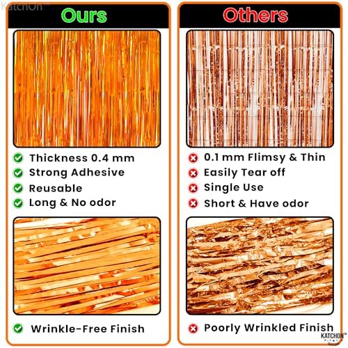 KatchOn, Orange Streamers - Pack of 2 | Thanksgiving Backdrop for Thanksgiving Decorations | Orange Fringe Backdrop for Birthday, Friendsgiving Party Decorations | Basketball Party Decorations