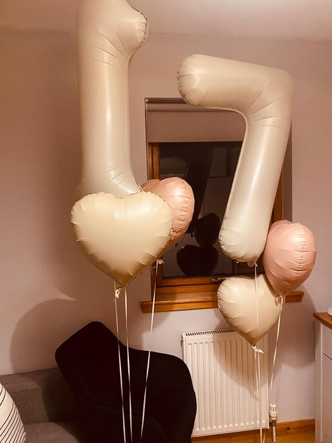 Number Balloons 40 In, 9 Balloon Numbers Birthday Decorations for Women Men, Cream Birthday Party Decorations Big Balloons for 19 29 39 Wedding, Celebration Party, Graduations
