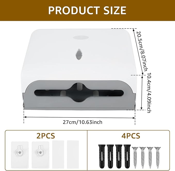 Paper Towel Dispenser, Wall Mount Commercial Toilet Tissue Dispenser, C-Fold/Multifold Paper Towel Holder, White