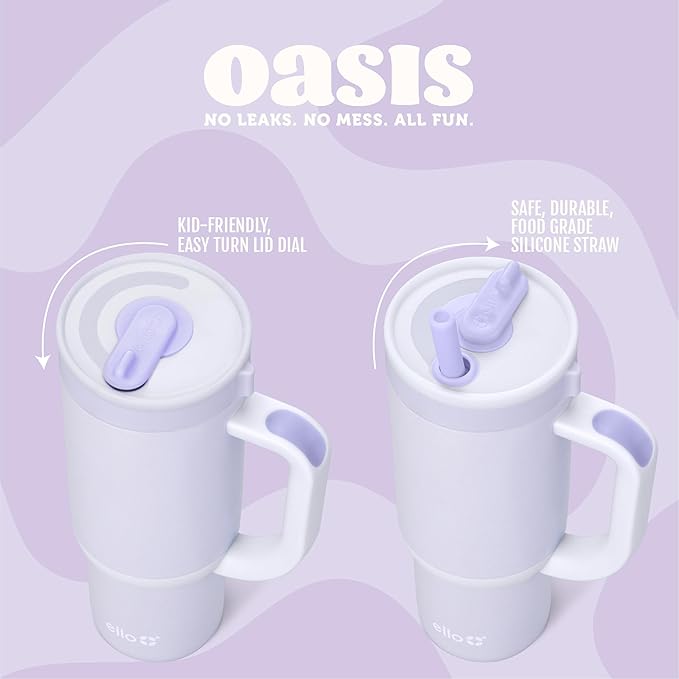 Ello Oasis 14oz Stainless Steel Toddler Tumbler with Handle & Retracting Straw, 100% Leakproof, Double-Wall Vacuum Insulated, Kids Water Bottle for School, BPA Free, Dishwasher Safe, Construction