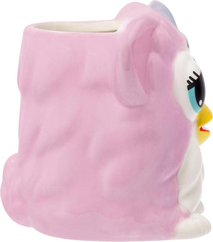 Silver Buffalo Furby Pink Ceramic 3D Sculpted Mug, 20 Ounces