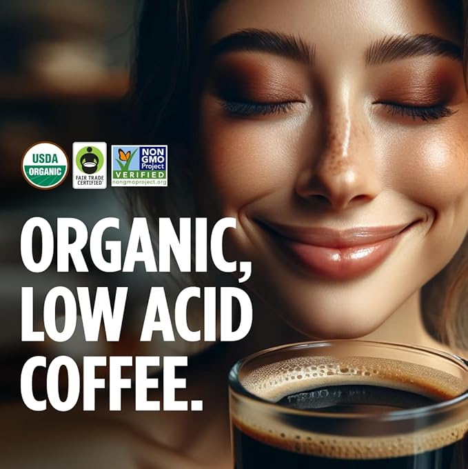 VitaCup Perfect Low Acid Coffee Ground, USDA Organic & Fair Trade, Mycotoxin Free, Dark Roast Guatemala Single Origin, Clean & Pure, 20 ounces, 52 Servings