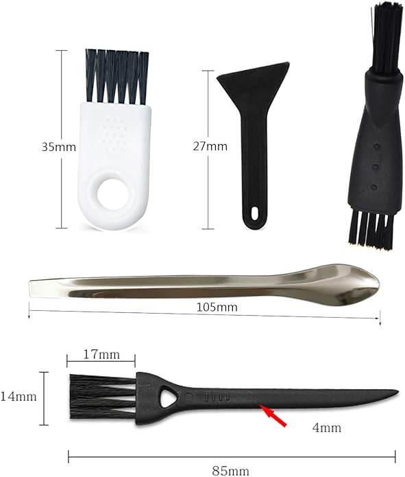 Black Scrapers, LoutLivs Brushes & Spoons Kit for Herb Grinder (Keef Scraper Brushes & Spoons Kits