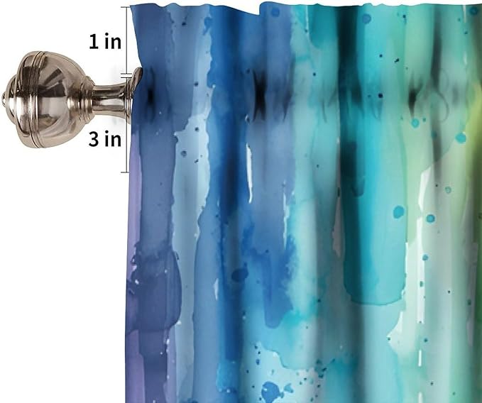 Rainbow Watercolor Valance Curtain, Colorful Colour Pigment Stripe Short Window Treatment for Kids Boys Girls Kitchen Bedroom Nursery Decor, 54x18Inch