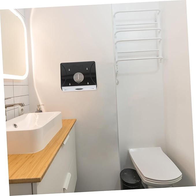 Wall-Mounted Touchless Paper Towel Dispenser for Bathroom Kitchen and Hotel Black Hand Towel Holder Easy Access for Commercial Use Suitable for Wall Surface