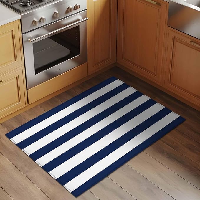 Area Rug 2x3ft, Nautical Black and White Stripes Washable Rugs for Living Room Bedroom, Striped Soft Non-Slip Area Rugs Rectangle Floor Carpet for Dining Room