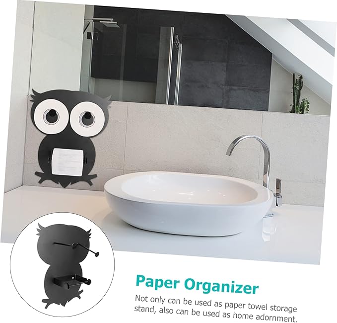1pc Owl Shaped Wall-Mounted Paper Towel Rack for Kitchen and Bathroom Tissue Holder Elegant Space-Saving Storage Stand Decorative Owl Design