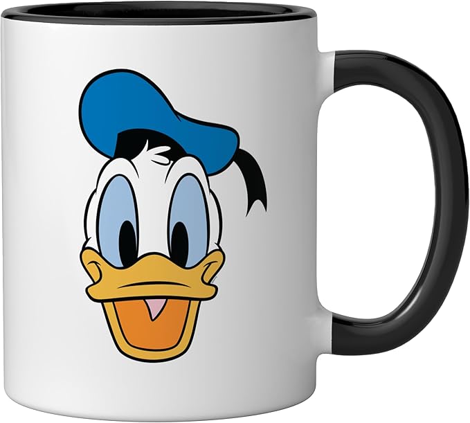 Disney Donald Duck Three Caballeros Trip Matching Big Face Ceramic Mug, Black/White