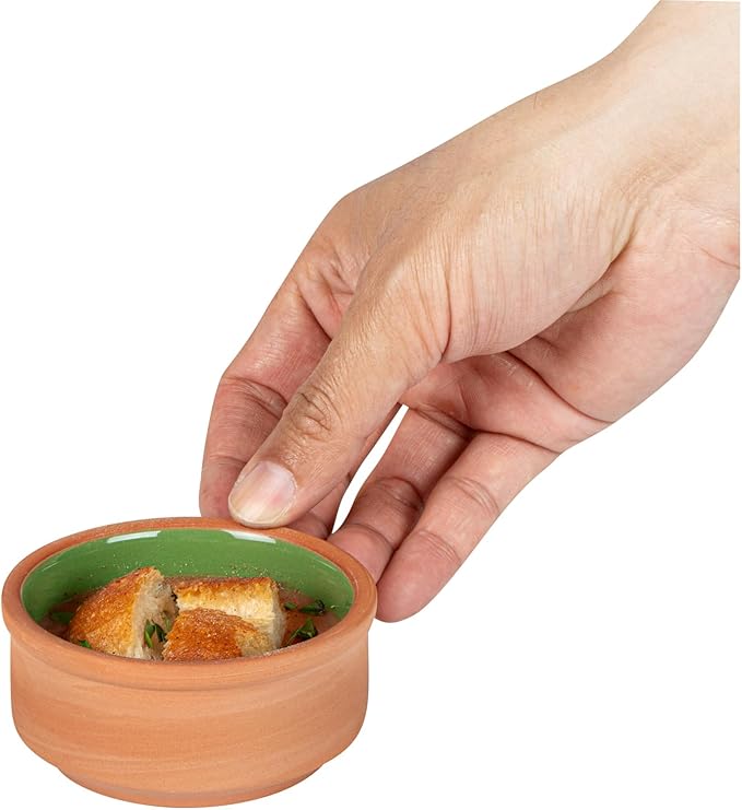 Restaurantware Terracotta Cazuela Bowls 2 Pack of 3 oz Durable Rustic Serving Dish Glazed Oven-Safe Bowl Freezer-Safe Tapas Dish Microwave-Safe Dishwasher-Safe