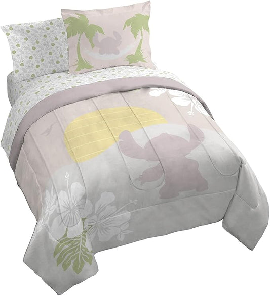 Jay Franco Disney Lilo and Stitch Queen Size Comforter Set - 7 Piece Bedding Includes Sheet Set & Pillow Covers - Super Soft Cozy Bedding
