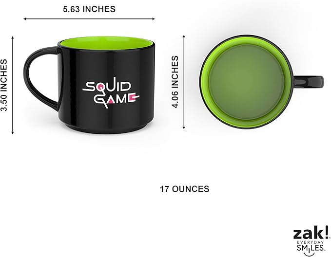 Zak Designs Squid Game Unique Color Change Ceramic Coffee Mug for Hot Drinks, Collectible Keepsake (17 oz, Red Light Green Light)
