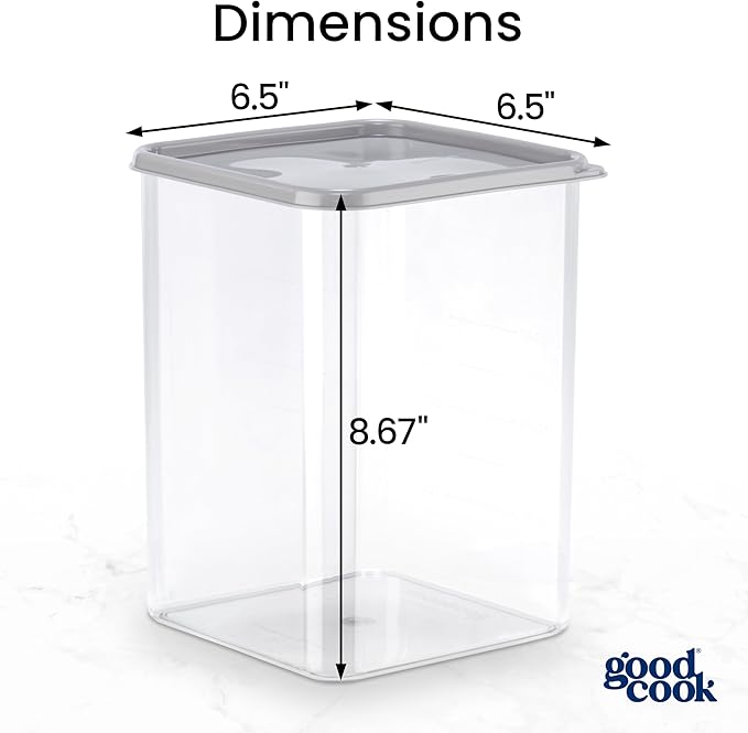 GoodCook Food Storage Container with Lid BPA-Free Modular & Stackable Design, 4.6-Quart, Clear