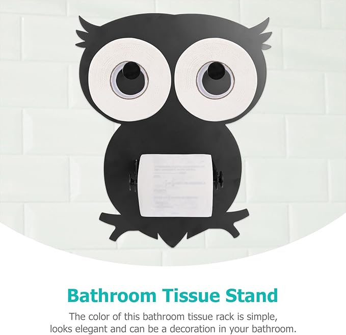 BESPORTBLE Owl-Shaped Iron Tissue Rack Paper Towel Holder with Smooth Finish Space-Saving Bathroom and Kitchen Storage Stand for Home Office Decor