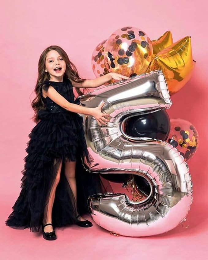 Number 25 Balloons, Silver 52 Balloon Numbers 40 Inch for Women Men, Birthday Decorations for 25th Photo Prop, Big Events, School Class Party