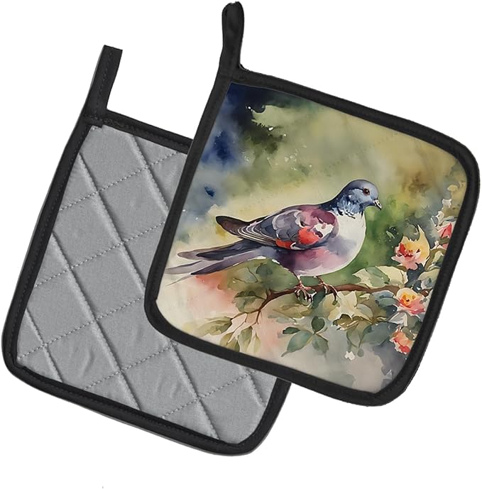 Caroline's Treasures Pigeon Pair of Pot Holders Kitchen Heat Resistant Pot Holders Sets Oven Hot Pads for Cooking Baking BBQ, 7 1/2 x 7 1/2