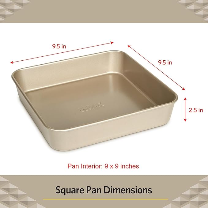 Glad Square Baking Pan Nonstick - Heavy Duty Metal Bakeware for Cakes and Brownies, 9 inches