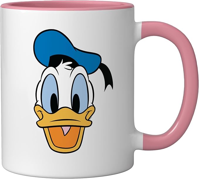 Disney Donald Duck Three Caballeros Trip Matching Big Face Ceramic Mug, Pink/White