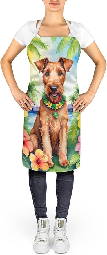 Caroline's Treasures Irish Terrier Luau Apron Cooking Kitchen Server Baking Crafts Gardening for Adult Women Men, Unisex, Large, Multicolor