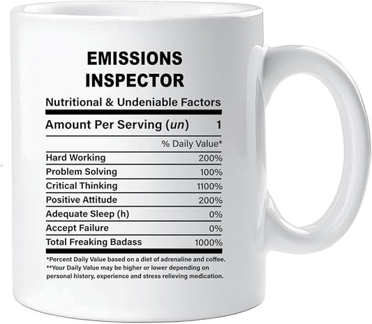 Funny Gift for Emissions Inspector, Emissions Inspector Nutrition Mug, Best Emissions Inspector Gift Ideas, Graduation, Funny Emissions Inspector Birthday Mug